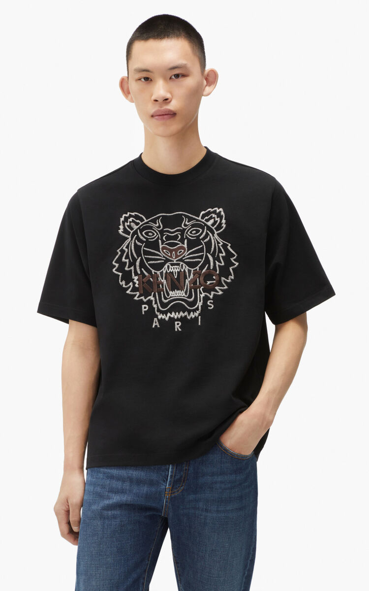 T shirts Men Kenzo Loose fitting Tigre T shirt Black KENZO T